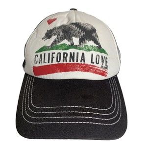 Billabong California Love Bear Trucker Hat Cap Adjustable Black Vented Mesh
